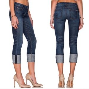 Hudson Muse Crop 5” cuff Jeans Dark Blue Ankle Cropped Denim